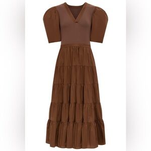 Anna Cate Collection - Elegant Brown Tiered Dress